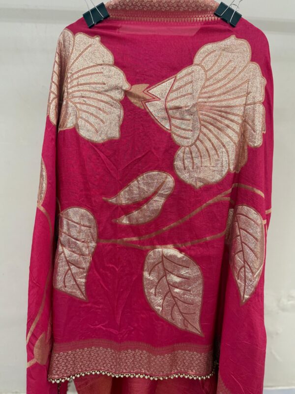 Pink Tissue Kurta With Gold Lurex Work